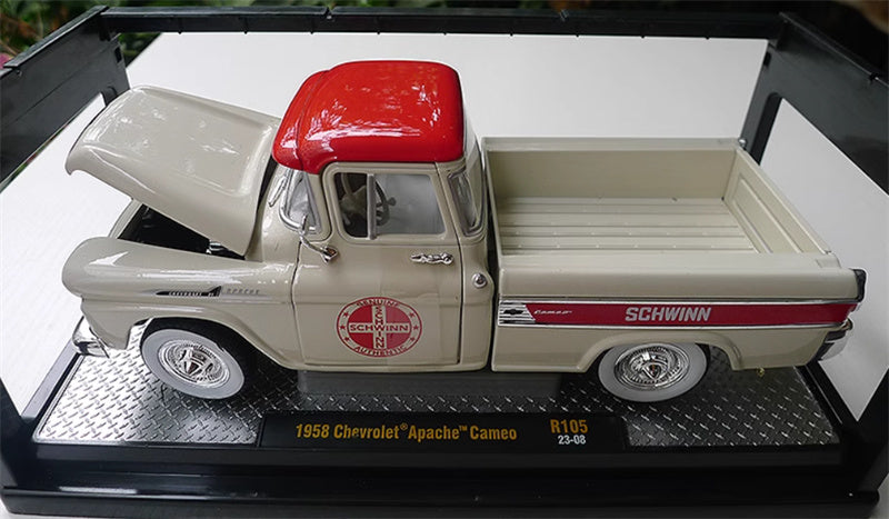 M2 Machines 1958  Chevrolet  Apache  Cameo  R105  Schwinn 1:24 Truck Pre-assembled Model Display