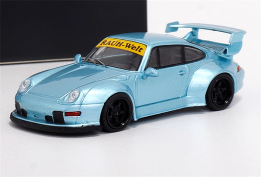 TPC Porsche 911 RWB 993 Widebody Conversion Limited Edition 500PCS ONLY Ice Blue - Black Wheel 1:64 Car Pre-built Model view1