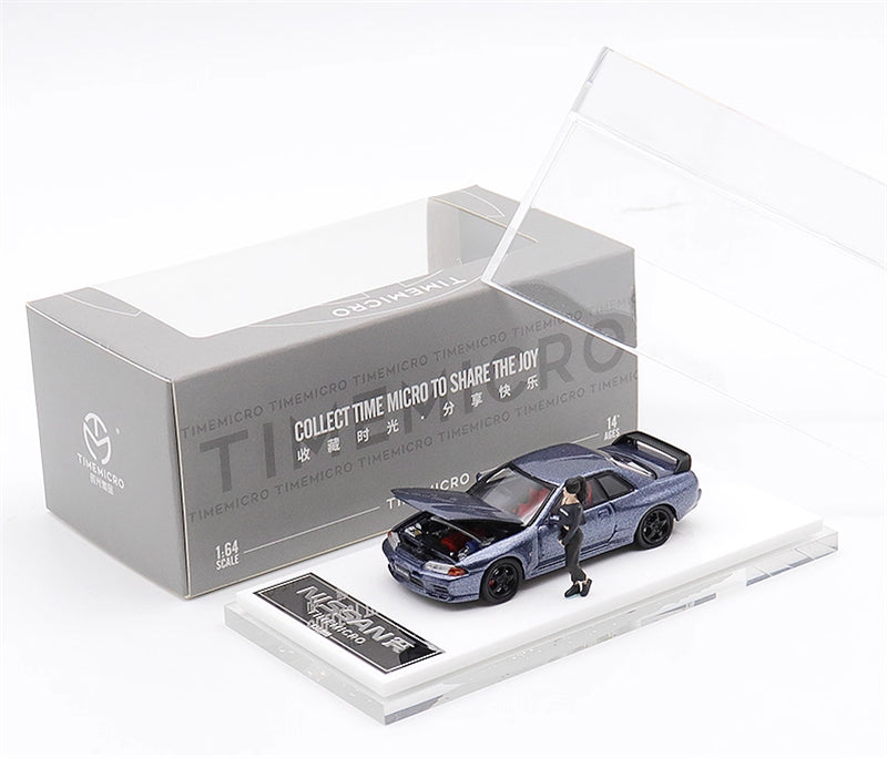 TIMEMICRO Nissan GTR R32 with figure metal gray Limited edition 1:64 Car Pre-built Model view8
