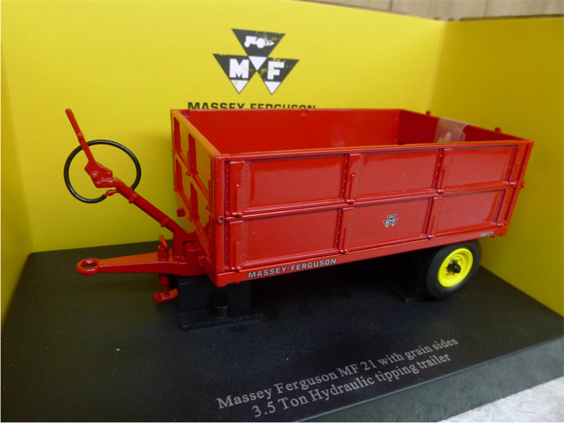 Universal Hobbies Massey Ferguson MF21 With Grain Sides 3.5 Ton Hydraulic Tipping Trailer Red 1:32 Truck Accessories Pre-built Model