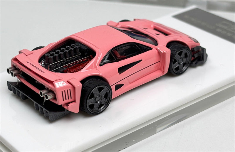 Autobots Models Ferrari F40 Yasid sports car Explosive redesign pink 1:64 Car Pre-built Model view2