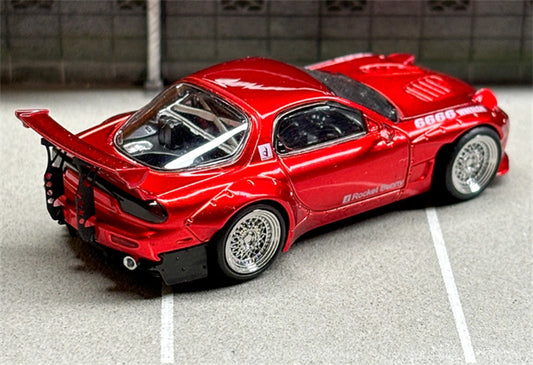 Master Mazda RX-7 FC3S Rocket Runny Pandem Transparent Red Limited Edition 1:64 Car Pre-built Airliner Model Display view2