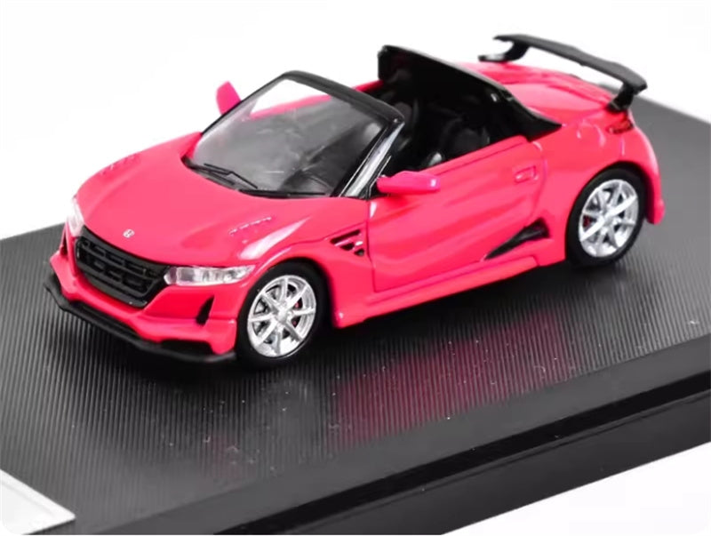 Mortal Honda S660 Mugen Convertible Wide body modified version Small tail red - with top cover 1:64 Car Pre-built Model view1