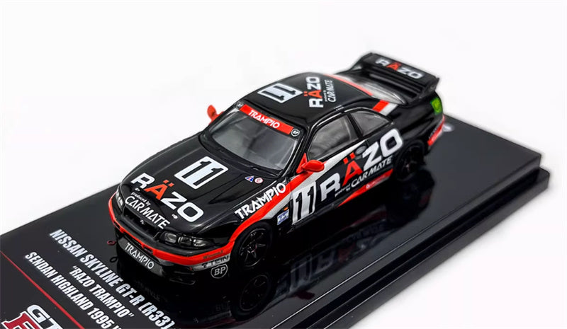 INNO64 Nissan SKYLINE GT-R R33 # 11 RAZO Black 1:64 car Pre-built Model view1
