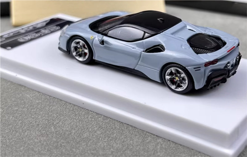 Solo Model Ferrari SF90 supercar Grey hardtop 1:64 Car Pre-built Airliner Model Display view2