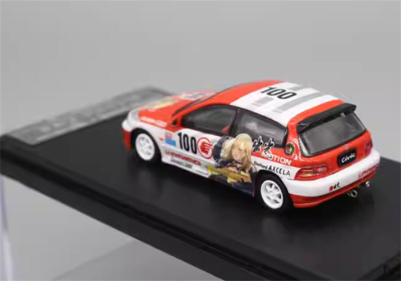 SW Honda Civic EG6 V2 White Wheel Limited Edition 499PCS ONLY 1:64 Car Pre-built Model view2