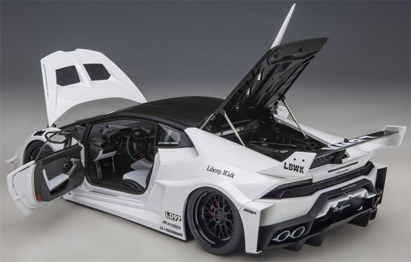 AUTOART Lamborghini HURACAN GT supercar white LBWK AirREX Liberty Walk AK-produce LB PERFORMANCE 1:18 Car Pre-built Model view7