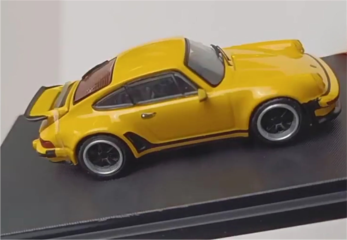 Rhino Model Porsche Singer Turbo Study 930 Yellow hardtop version 1:64 Car Pre-built Model view3