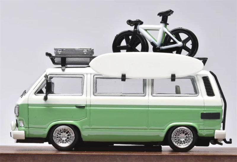 Mortal Volkswagen VW T3 Magway van BBS Lowered Version with accessories GREEN/CREAM Limited Edition 499PCS ONLY 1:64 Car Pre-built Model view9