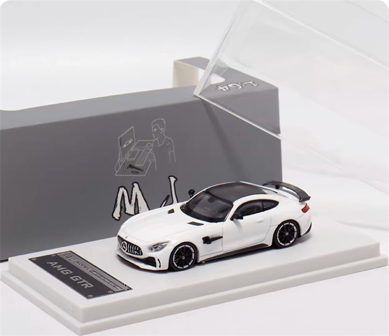 MJ Model 2017 Mercedes AMG GTR C190 First Generation Supercar Snow Mountain White Limited Edition 1000PCS Only 1:64 Car Pre-built Airliner Model Display view6