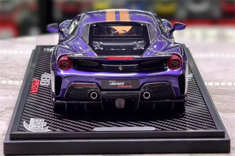 BBR MODELS Ferrari 488 Pista Viola AI Humad Hardtop Hong Kong Purple Gold Stripe Gold wheels Carbon fiber base Limited Edition 30PCS ONLY 1:18 Car Pre-built Model view8