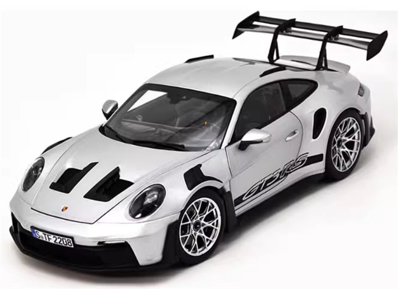 NOREV 2022 Porsche 911 GT3 RS GT Coupe Silver Silver top cover 1:18 Car Pre-built Model view1