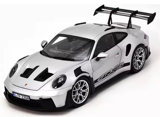 NOREV 2022 Porsche 911 GT3 RS GT Coupe Silver Silver top cover 1:18 Car Pre-built Model view1