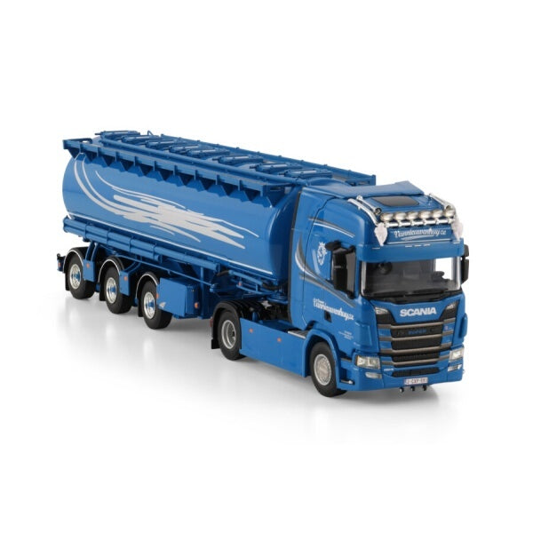 1:50 SCANIA VANNIEUWENHUYZE R CR20H 4X2 ANIMALFEED TRAILER 3 AXLE WSI  Dark blue Diecast Model