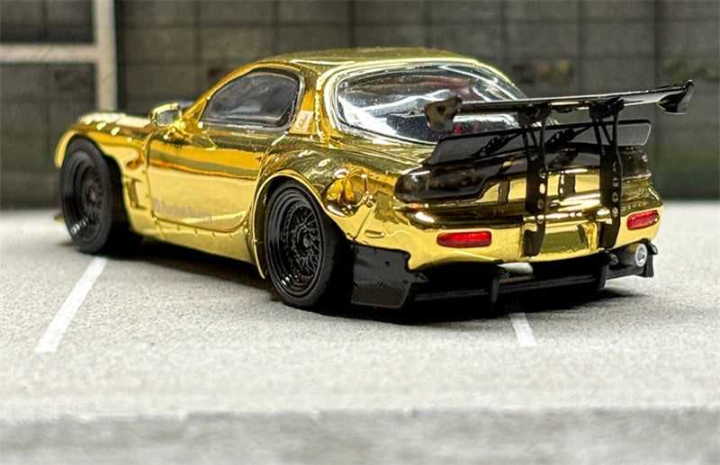 Master Mazda RX-7 FC3S Rocket Runny Pandem gold plating Black cover Limited Edition 1:64 Car Pre-built Airliner Model Display view6