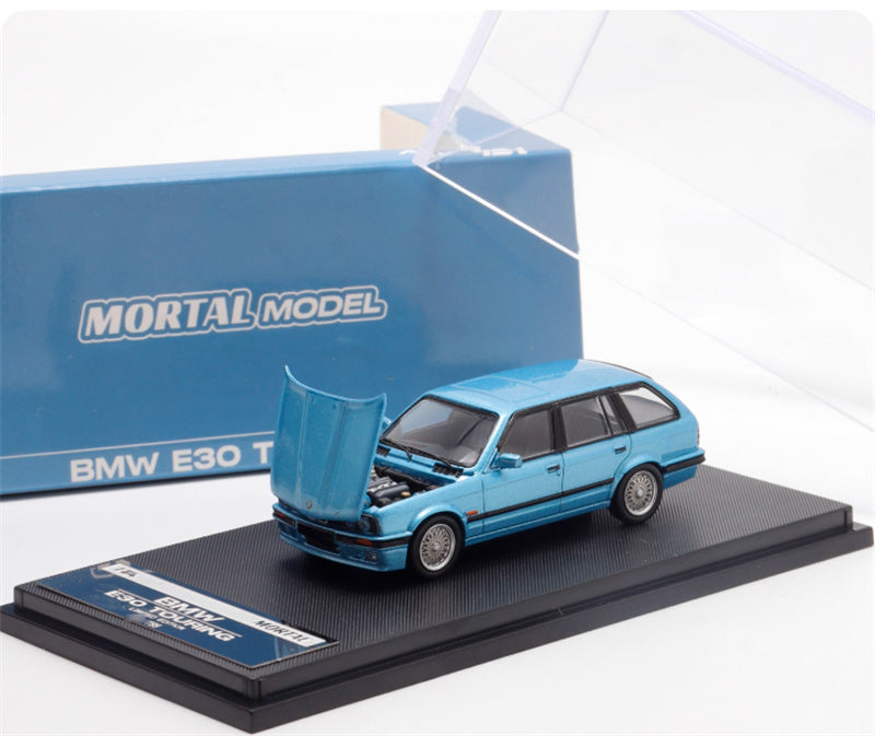 Mortal BMW E30 3 Series Touring regular version Openable Hood Pearl Blue Limited Edition 799PCS ONLY 1:64 Car Pre-built Model view7