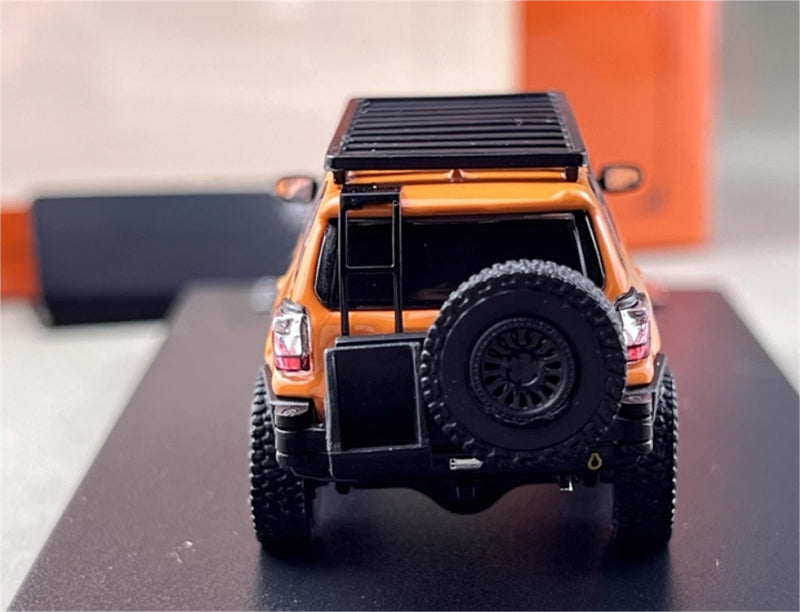 GCD Toyota 4Runner TRD PRO Overland SUV Modified Version Orange w/ 18 Parts LHD 1:64 Car Pre-built Model view5