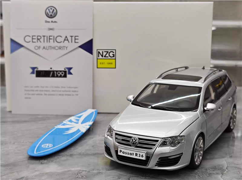 NZG Volkswagen VW Passat Estate R36 Classic ceramic jar Car REFLECTIVE SILVER with pedal Limited Edition 199PCS ONLY 1:18 Car Pre-built Model view11