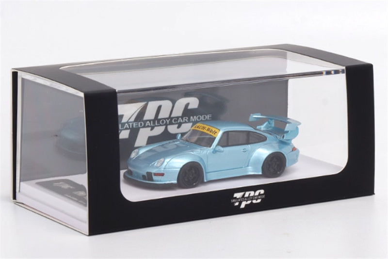 TPC Porsche 911 RWB 993 Widebody Conversion Limited Edition 500PCS ONLY Ice Blue - Black Wheel 1:64 Car Pre-built Model view6