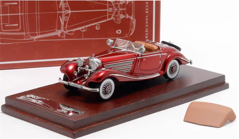 Liberty 64 Mercedes Benz 500K Classic Vintage Car Bordeaux red - with top cover 1:64 Car Pre-built Airliner Model Display view1