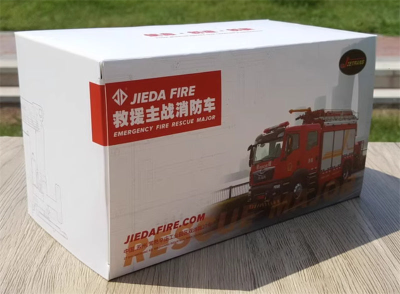 JIEDA Man Urban Main Battle Fire Truck Red 1:43 Truck Pre-built Model