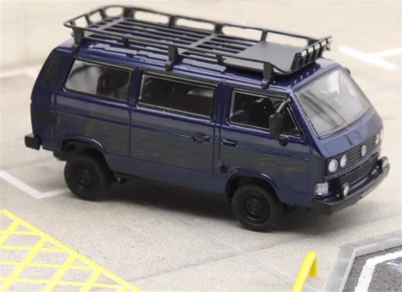 Master Volkswagen T3 Van Blue with Accessories 1:64 Car Pre-built Airliner Model Display view5