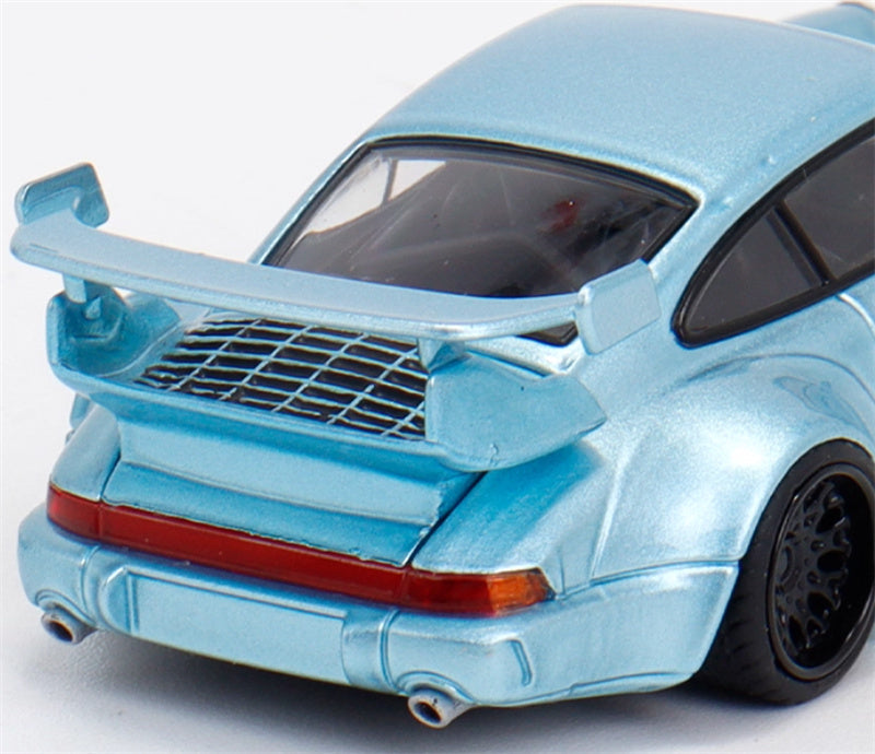 TPC Porsche 911 RWB 964 Widebody Conversion Limited Edition 500PCS ONLY Ice Blue - Black Wheel 1:64 Car Pre-built Model view7