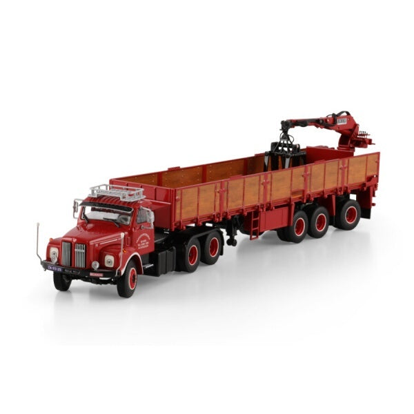 1:50 SCANIA SEVERS L110 CAB 6X2 BRICK TRAILER 3 AXLE WSI  Red Diecast Model
