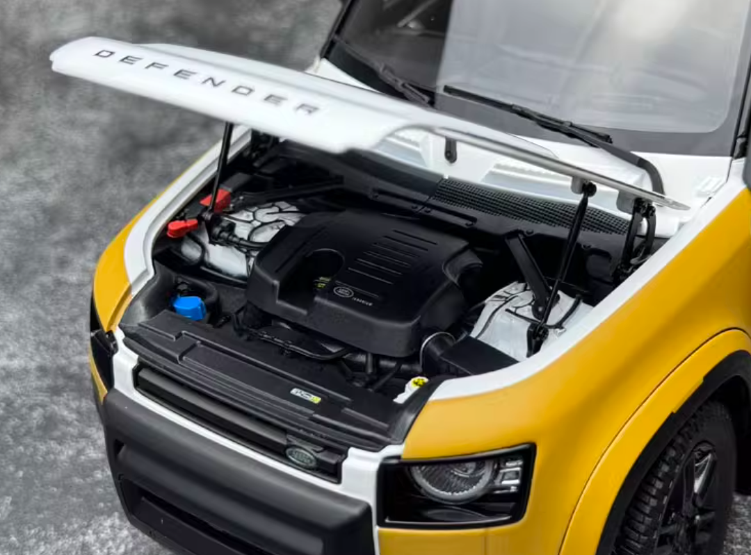 Almost Real 2023 Land Rover Defender 90 Trophy Yellow White 1:18 Car Pre-built Model view12
