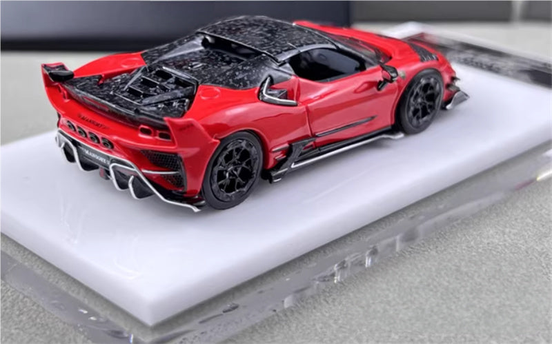 HKM Premium Mansory modified version Ferrari SF90 F9XX supercar Red convertible Limited Edition 1:64 Car Pre-built Airliner Model Display view4