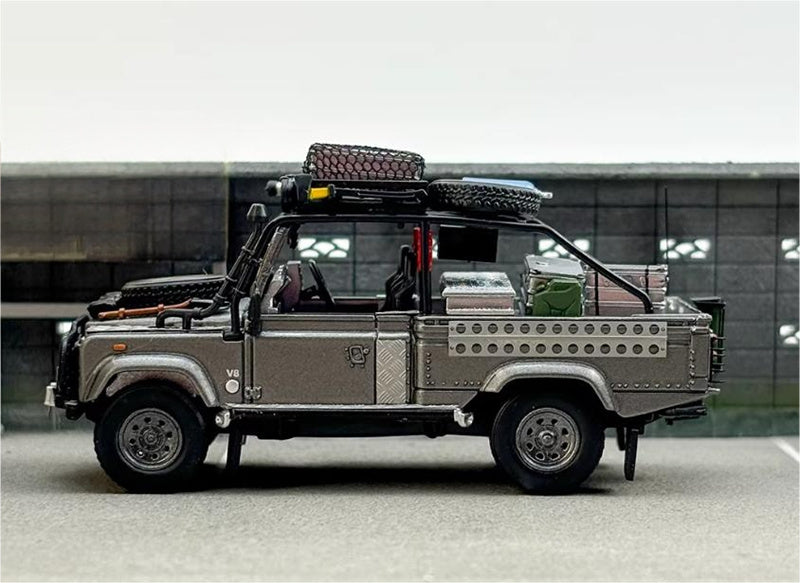 SW Land Rover Defender 110 Silver Grey Clean Edition Limited Edition 999PCS ONLY 1:64 car Pre-built Model view2