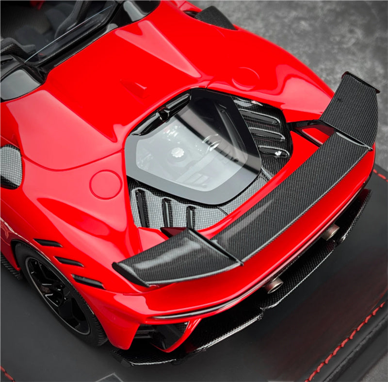 BBR MODELS Ferrari SF90XX Spider Rosso Crosa Limited Edition 150PCS ONLY Leather base 1:18 Car Pre-built Model view4