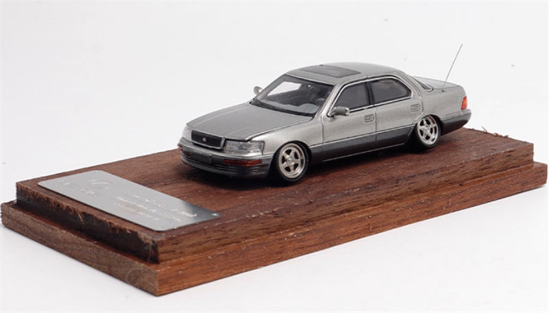 Fine works 64 Lexus LS400 Silver w/ gray skirt edge Low lying wheels Limited Edition 500PCS ONLY 1:64 Car Pre-built Model view1