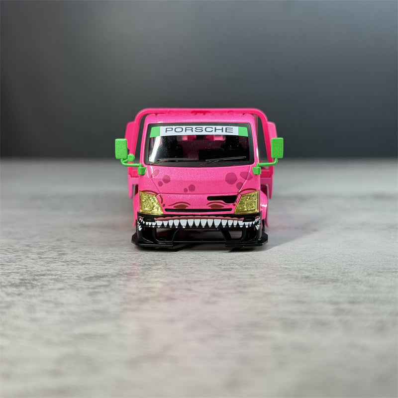 1:64 Hino H300 Dinosaur Painting Pink Mega Gear DIECAST Model