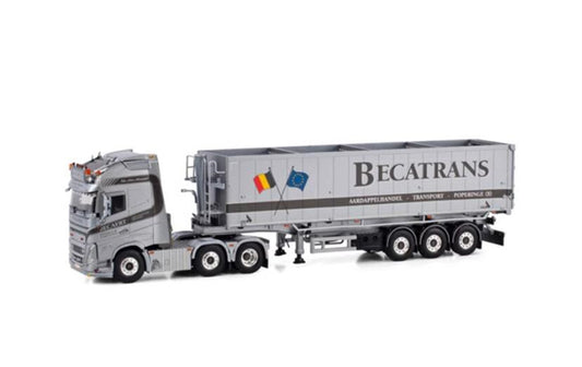 WSI VOLVO FH5 GLOBETROTTER XL 6X2 TWINSTEER VOLUME TIPPER TRAILER - 3 AXLE BECATRANS BV 1:50  Truck Pre-built Model