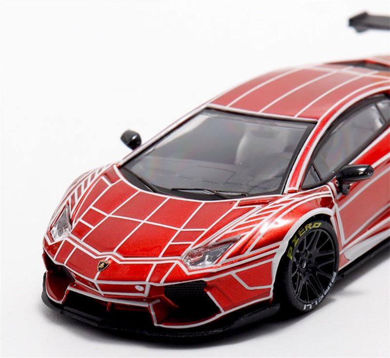 KING MODEL Lamborghini LP700 AVENTADOR Burst Pattern Luminous Edition Electroplated Red 1:64 Car Pre-built Model view6