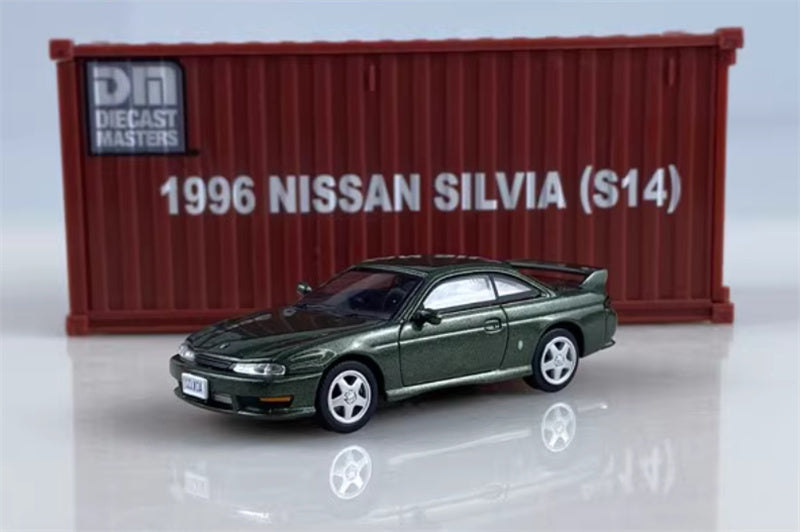 CATERPILLAR NISSAN SILVIA S14 green left-hand drive 1:64 Car Pre-built Model