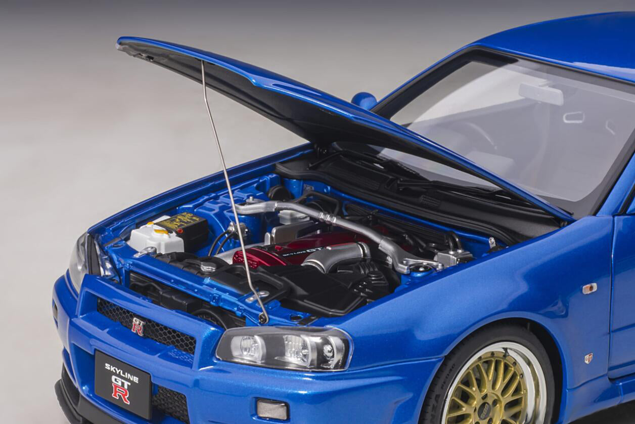 AUTOART Nissan Skyline GT-R (R34) V-Spec II with BBS LM wheels Bayside Blue 1:18car Pre-a Model