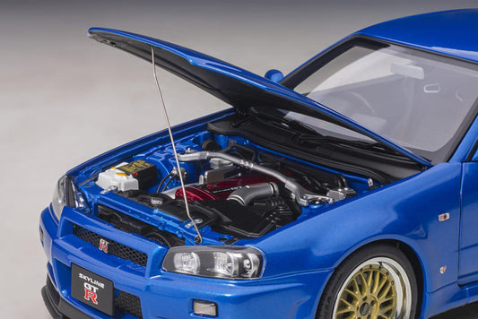 AUTOART Nissan Skyline GT-R (R34) V-Spec II with BBS LM wheels Bayside Blue 1:18car Pre-a Model