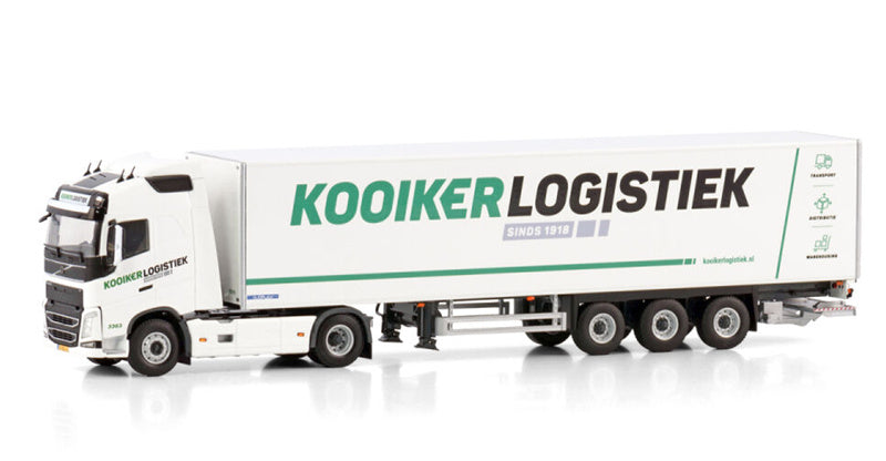 WSI VOLVO FH4 GLOBETROTTER 4X2 BOX TRAILER - 3 AXLE Kooiker LOGISTIEK 1:50 Truck Pre-built Model
