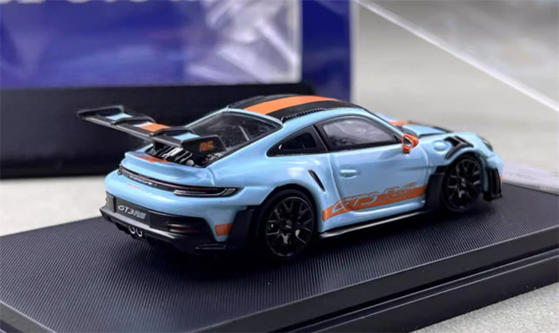 SW Porsche 992 GT3 RS Gulf Black Wheel Carbon Cover Limited Edition 599PCS ONLY 1:64 car Pre-built Model view6