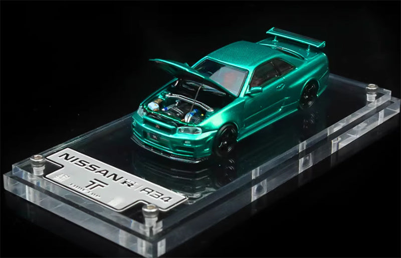 TIME TOP Nissan GTR R34 Metal Green Limited Edition 999PCS ONLY 1:64 Car Pre-built Model view1
