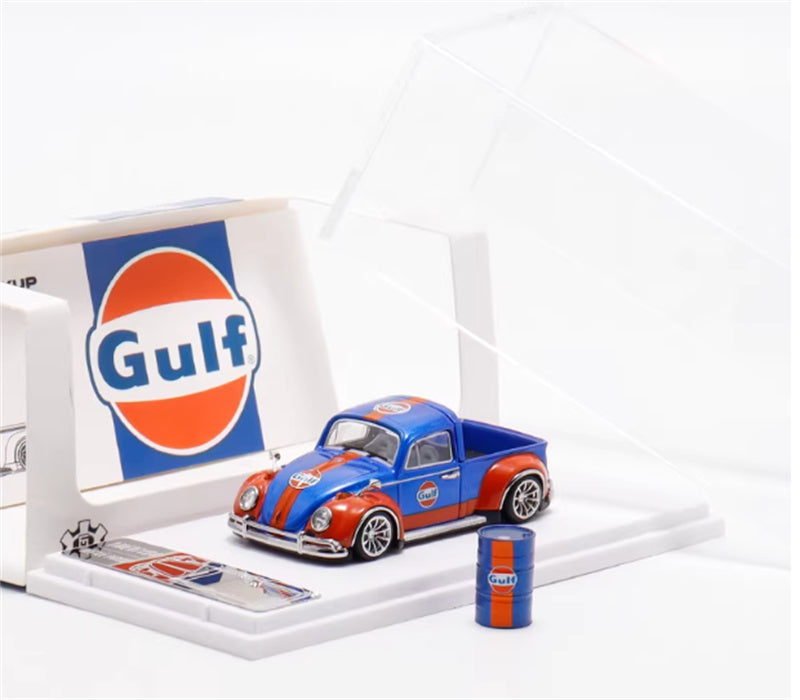 Liberty 64 Volkswagen Beetle Pickup Gulf Painting w/ resin Gulf oil drum 1:64 Car Pre-built Airliner Model Display view8