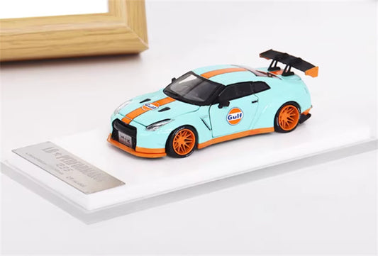 Oldtime Model Nissan GTR R35 LB PERFORMANCE wide body modification GULF 1:64 Car Pre-built Airliner Model Display view1