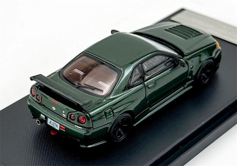 MOTORHELIX NISSAN SKYLINE GT-R R34 (NISMO) Customized Dark Green Limited Edition 699PCS ONLY 1:64 Car Pre-built Model view7