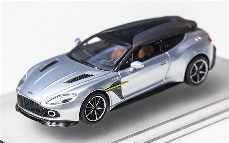 KING MODEL Aston Martin Vanquish Zagato Bright Silver Limited Edition 333PCS ONLY 1:64 Car Pre-built Model view10
