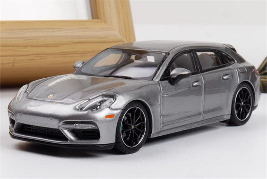 Liberty 64 Porsche Panamera Turbo S Silver Grey w/ Figure and wheels 1:64 Car Pre-built Airliner Model Display view1