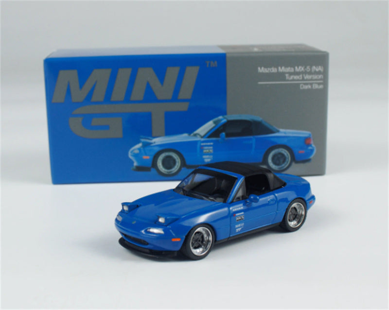 MINIGT Mazda Miata MX-5 NA Tuned Version Dark Blue color box packaging 1:64 Car Pre-built Model view5