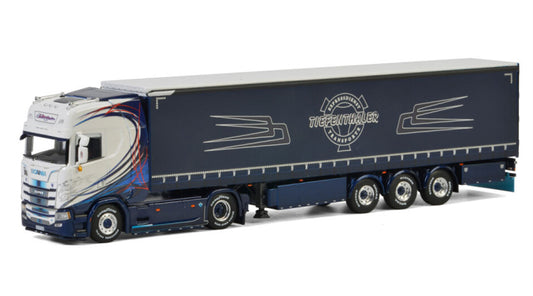 WSI SCANIA S HIGHLINE CS20H 4x2 CURTAINSIDE / TAUTLINER TRAILER - 3 AXLE Tiefenthaler 1:50 Truck Pre-built Model