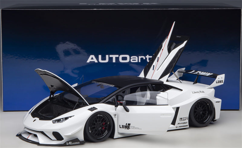AUTOART Lamborghini HURACAN GT supercar white LBWK AirREX Liberty Walk AK-produce LB PERFORMANCE 1:18 Car Pre-built Model view11